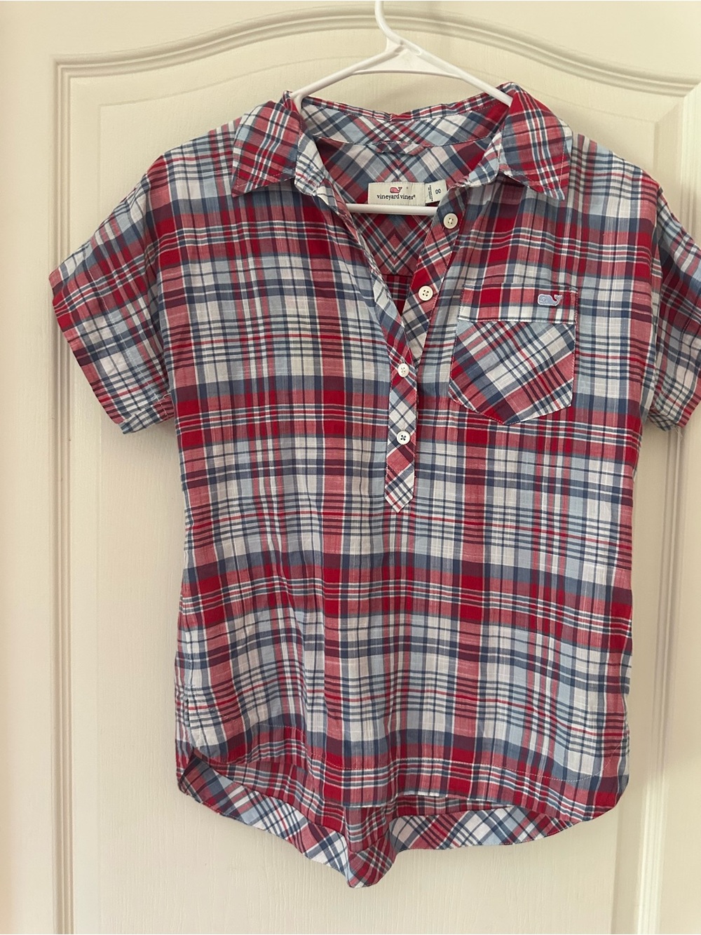 Vineyard Vines Red White Blue Plaid Women Button-Down Shirt